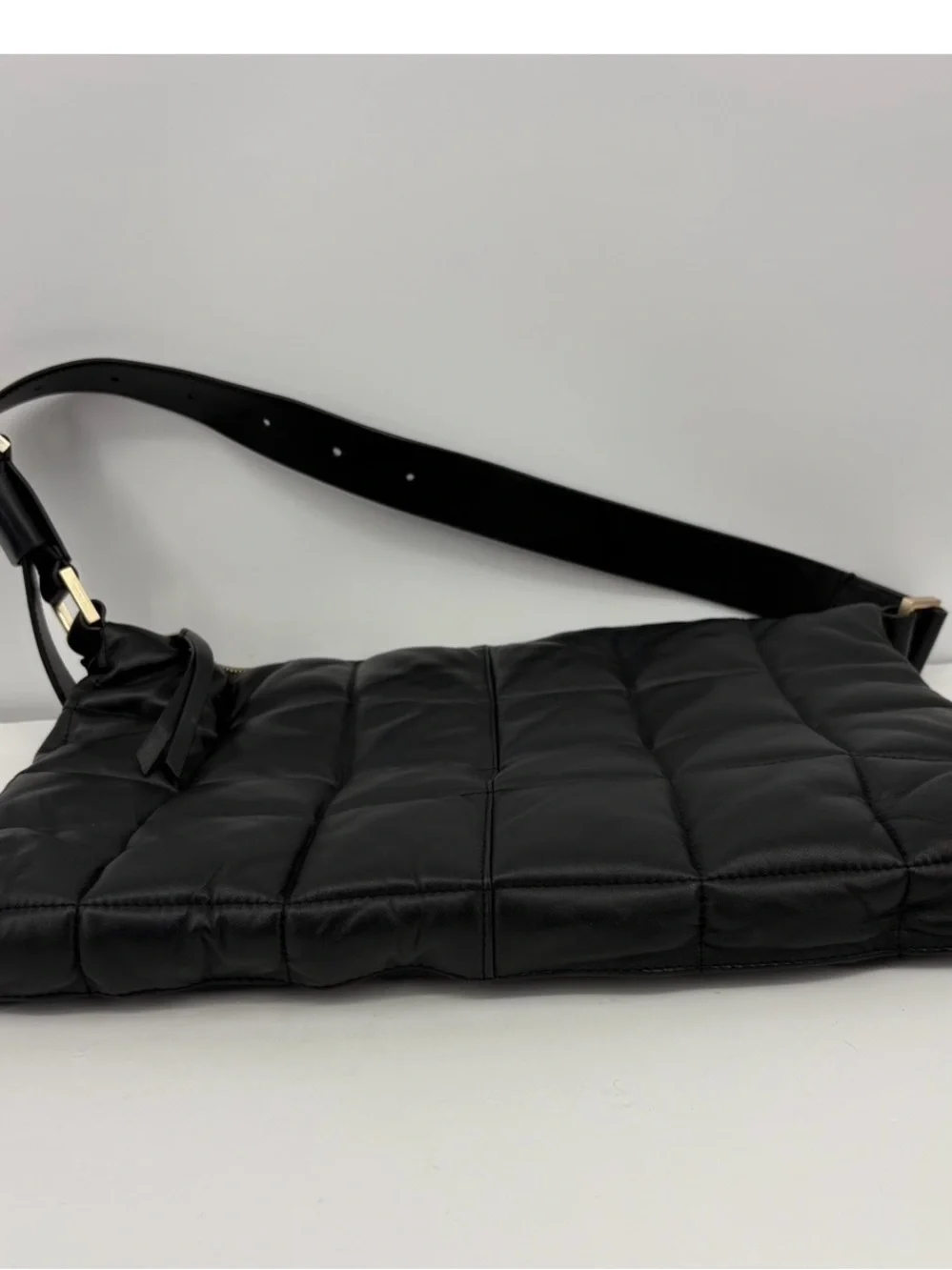 AllSaints Edbury Quilted Leather Shoulder Bag in Black